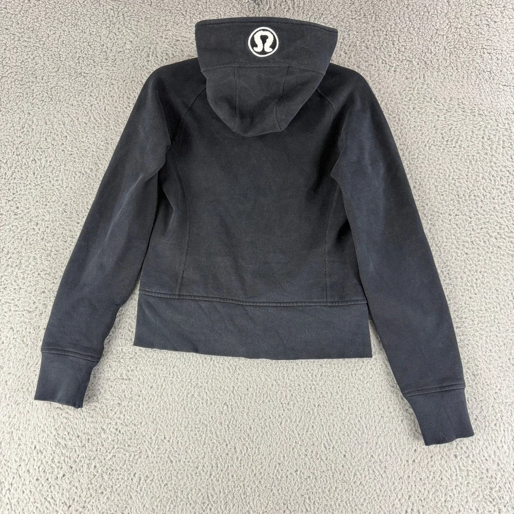 Lululemon Scuba Full Zip Hoodie Womens 4 Black Fleece Logo Jacket Cozy Thumbhole